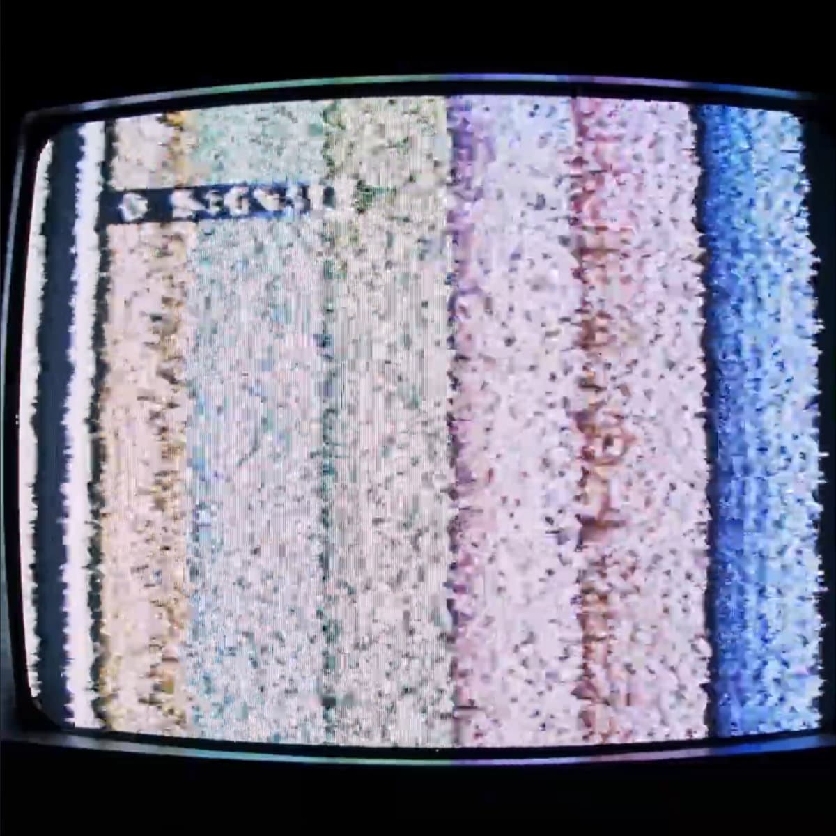 Airwaves cover: a CRT television showing bands of pastel static in mint, cream, pink and blue